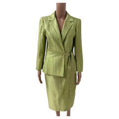 Pinuccia Botondi Silk Suit, Milan - Pistachio Green Two-Piece Ensemble