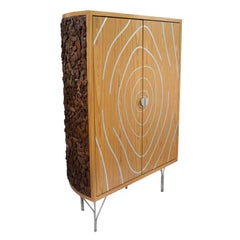 Pinus Wood Bark Cabinet, "Tronco" Contemporary Cabinet