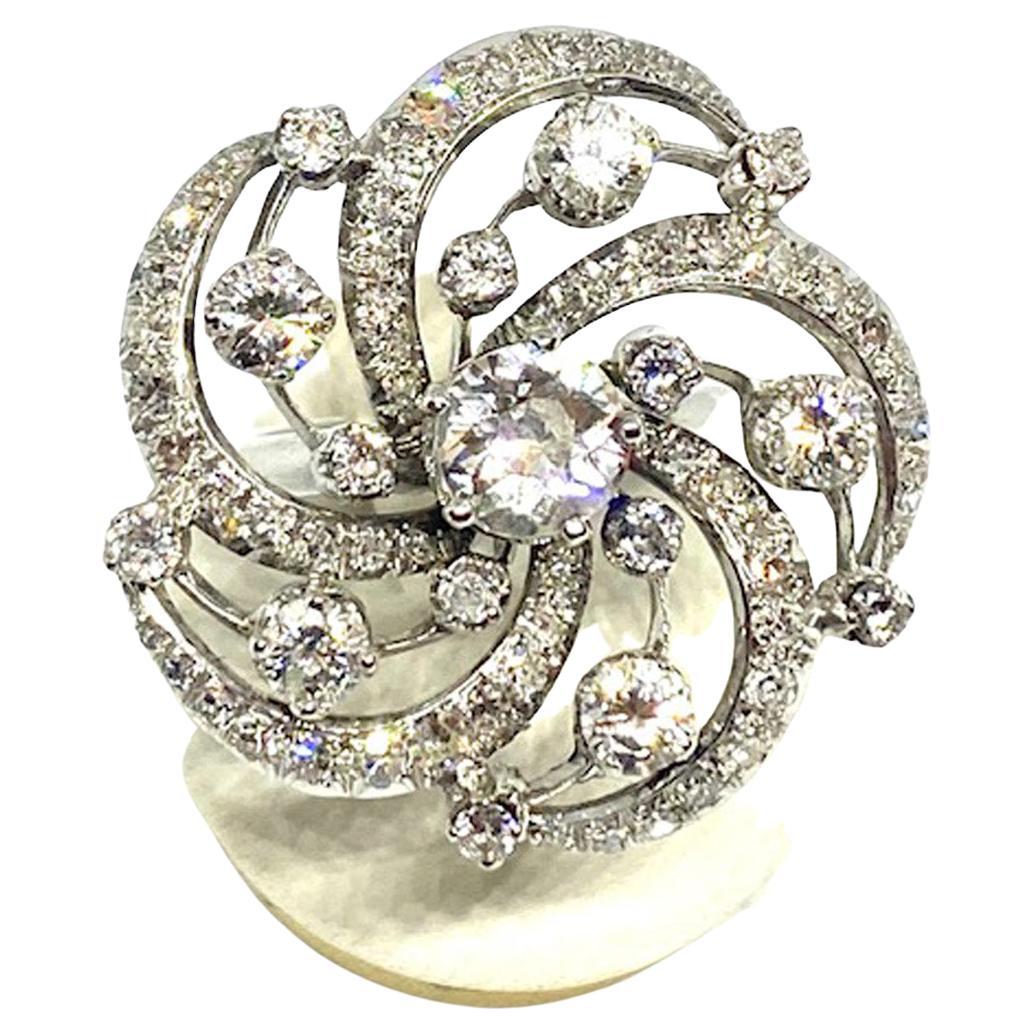 Jugendstil-Diamantring „„Pinwheel““ (Brillantschliff) im Angebot