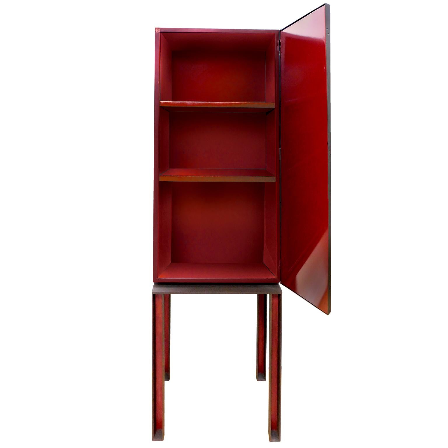 Welded Pinwheel Contemporary Mexican Iron Cabinet For Sale