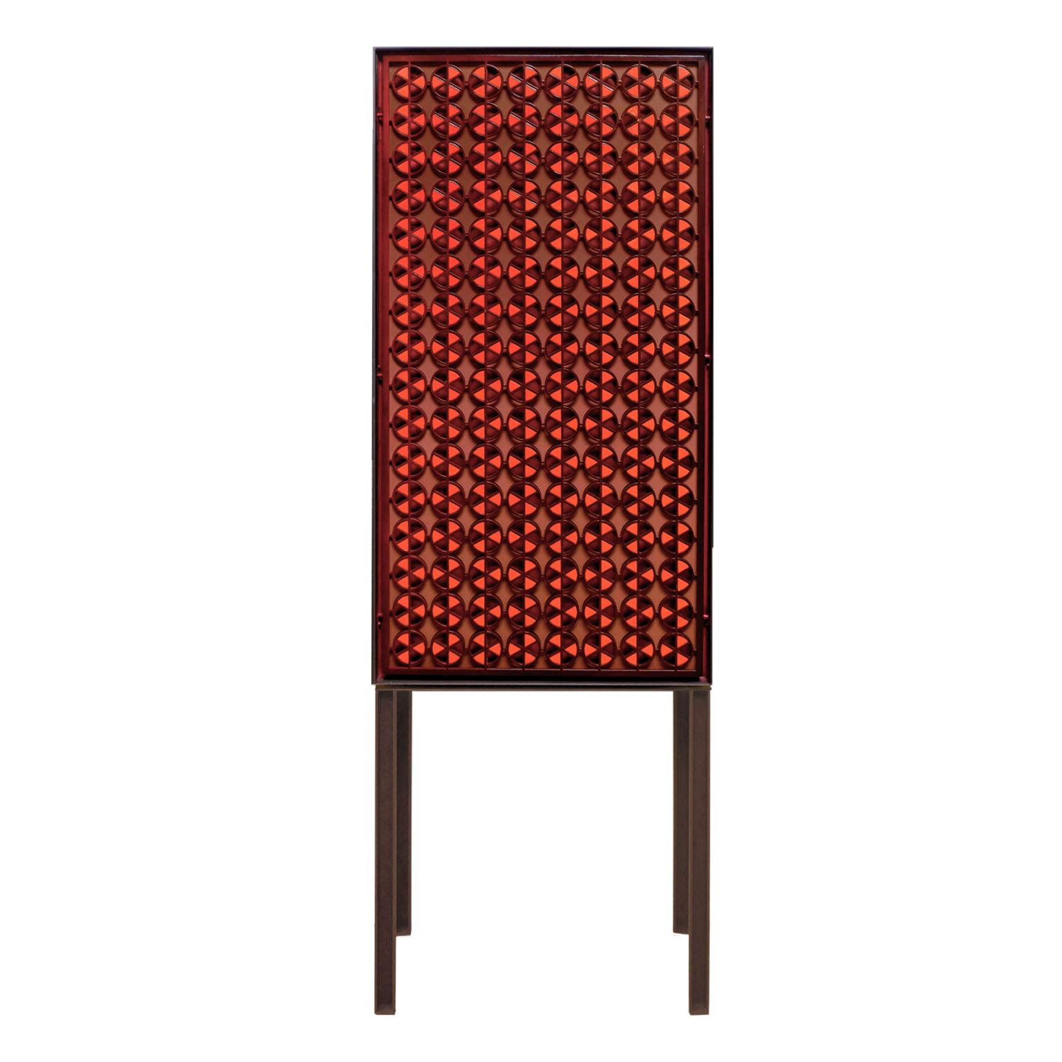 Pinwheel Contemporary Mexican Iron Cabinet For Sale