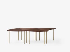 Pinwheel HM7, Oiled Walnut/Brass Lounge Table-by Hvidt & Mølgaa for &Tradition
