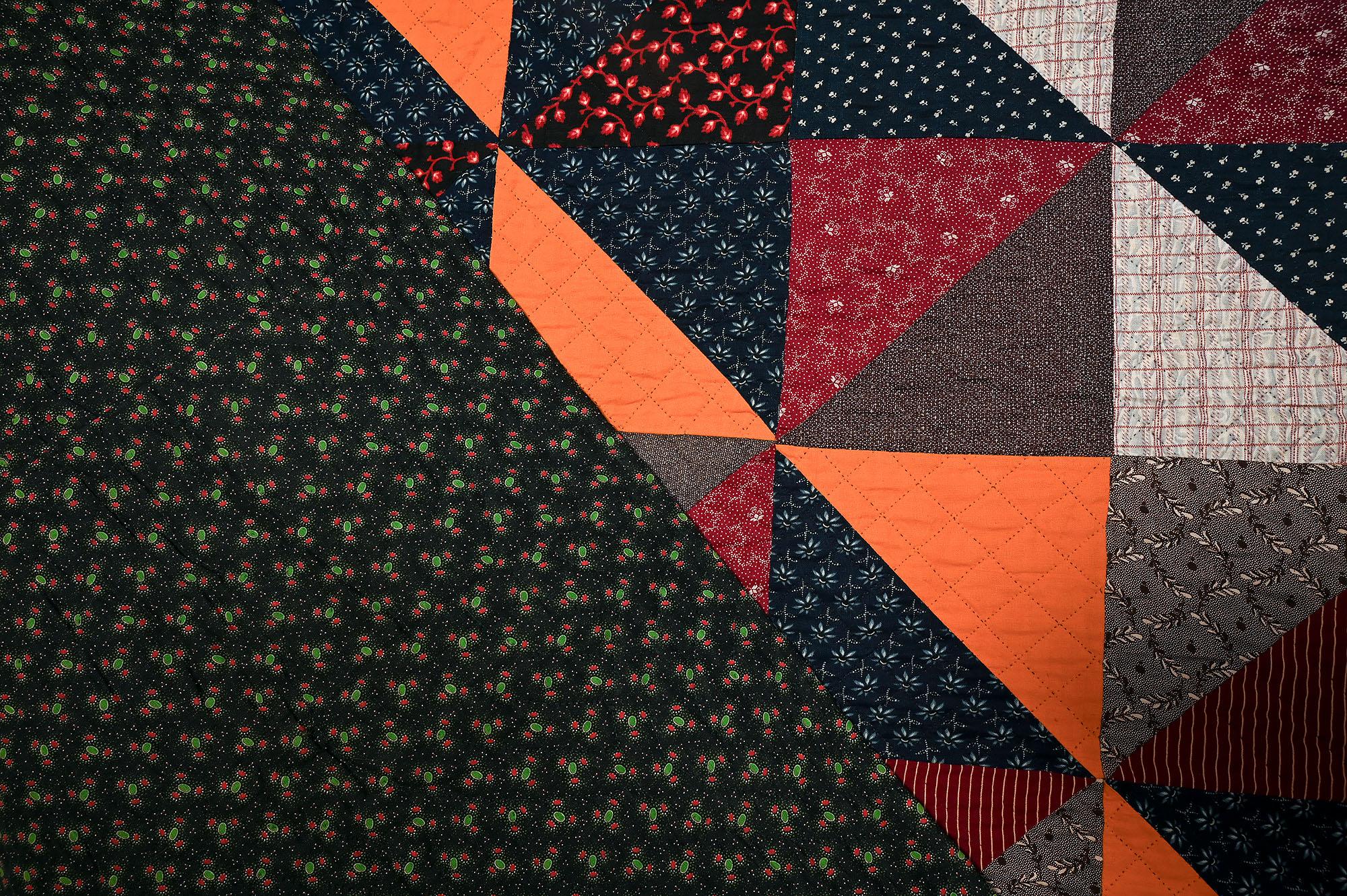 Variation Pinwheels Steppdecke (Spätes 19. Jahrhundert) im Angebot
