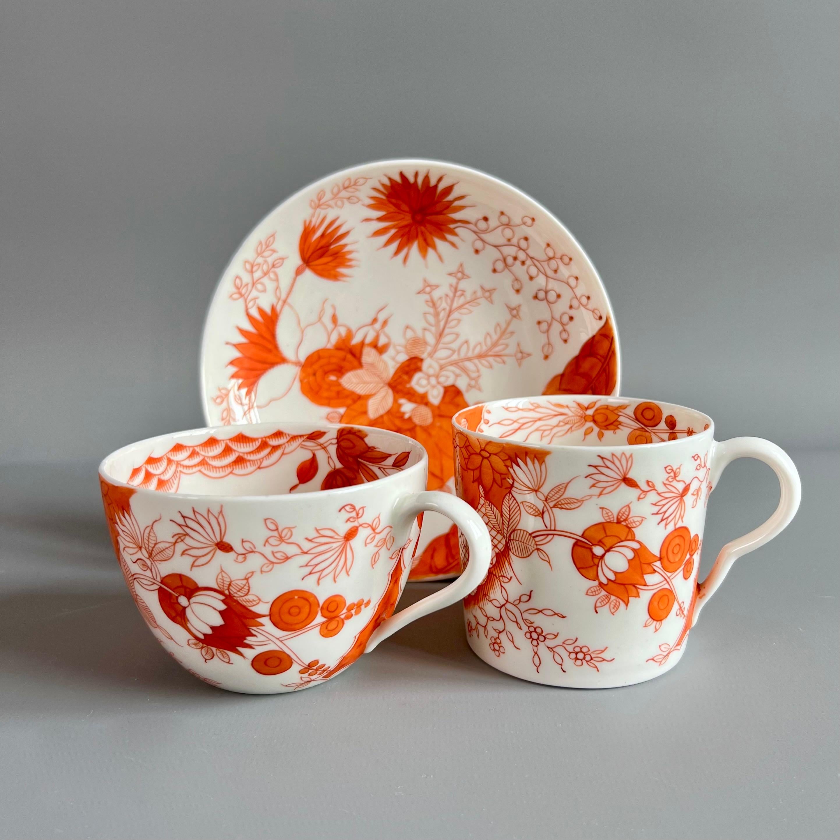 Servicio de té Pinxton, monocromo naranja estilo japonés Sangre y leche, ca 1800 en venta 5