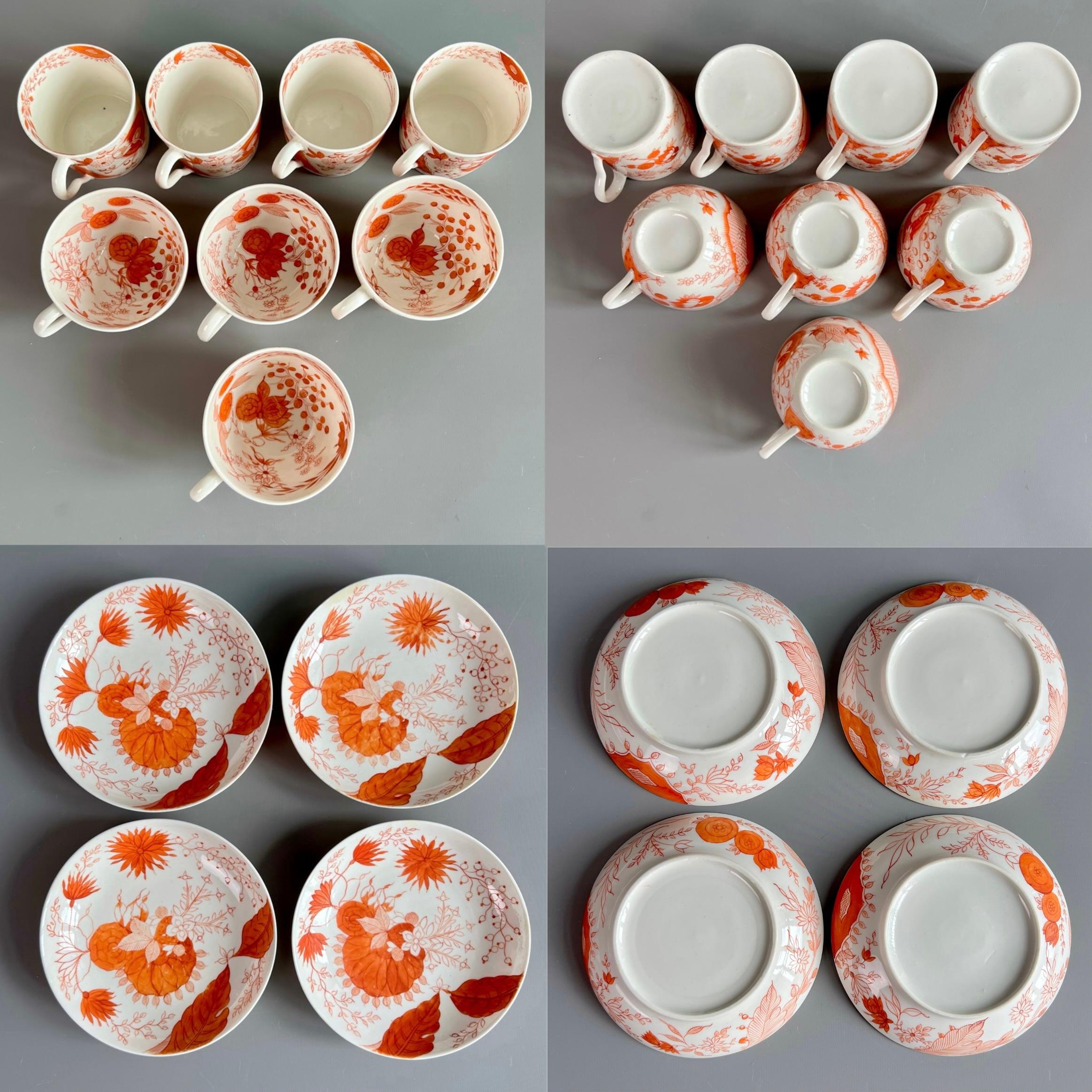 Servicio de té Pinxton, monocromo naranja estilo japonés Sangre y leche, ca 1800 en venta 6