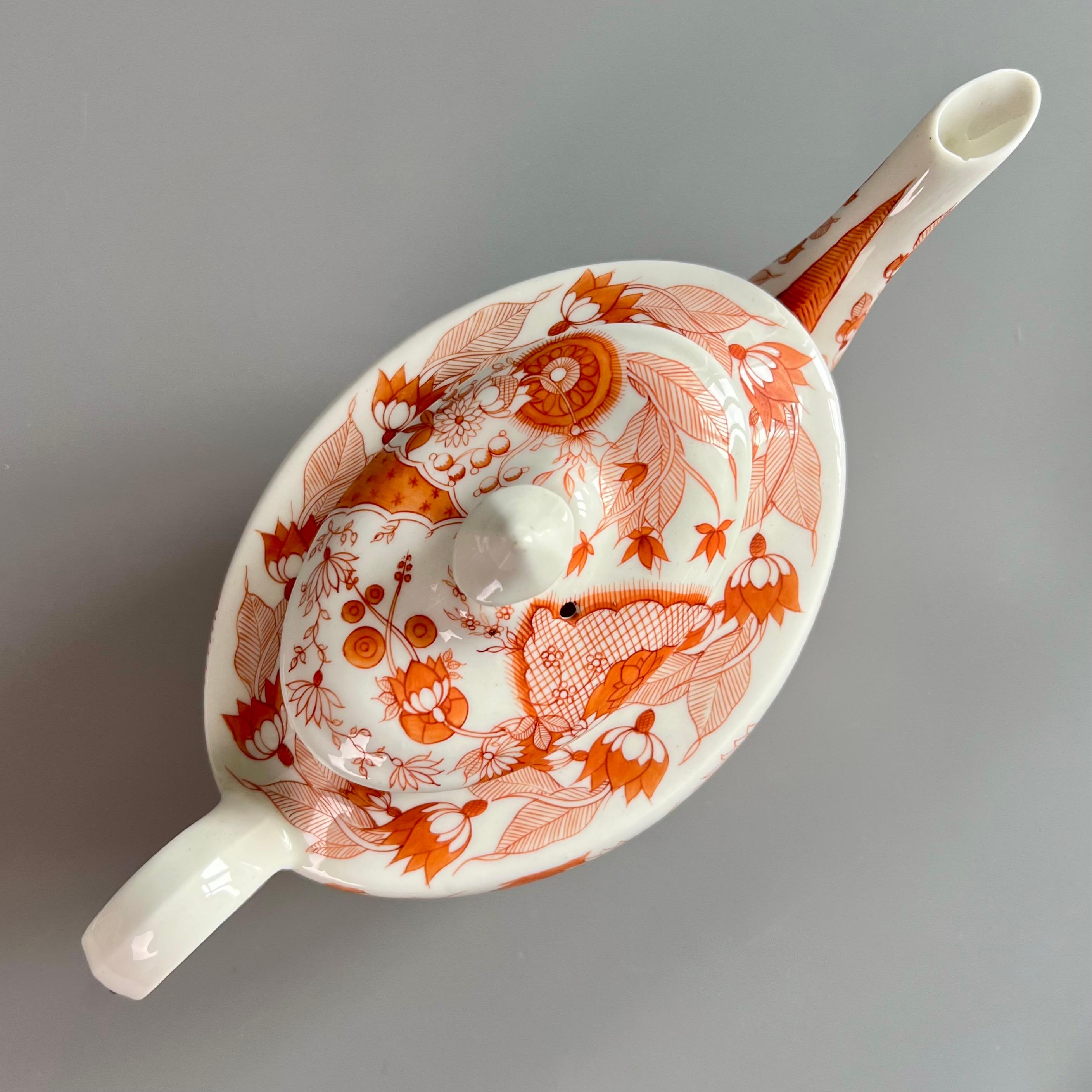 Servicio de té Pinxton, monocromo naranja estilo japonés Sangre y leche, ca 1800 Inglés en venta