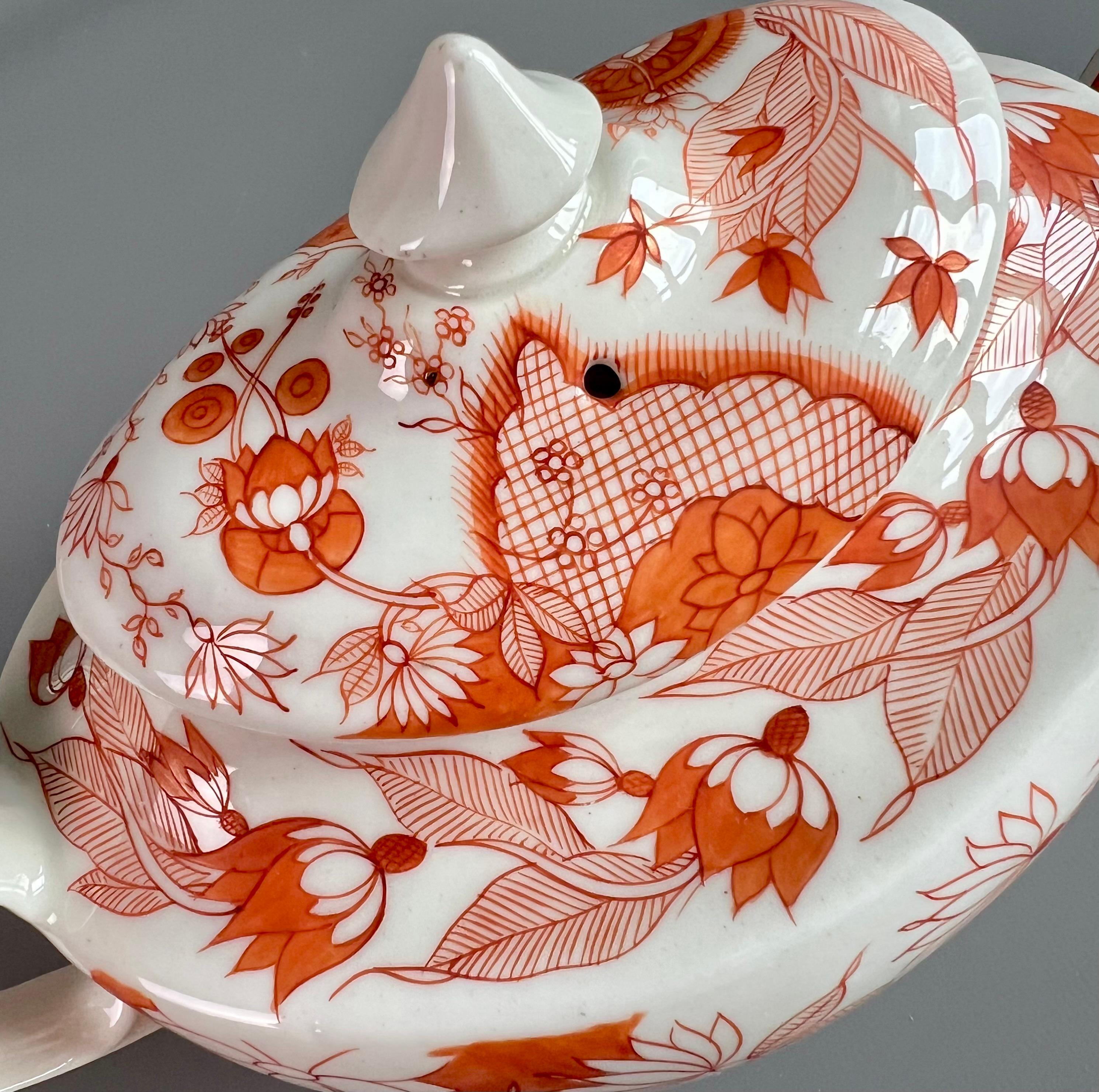 Servicio de té Pinxton, monocromo naranja estilo japonés Sangre y leche, ca 1800 Pintado a mano en venta