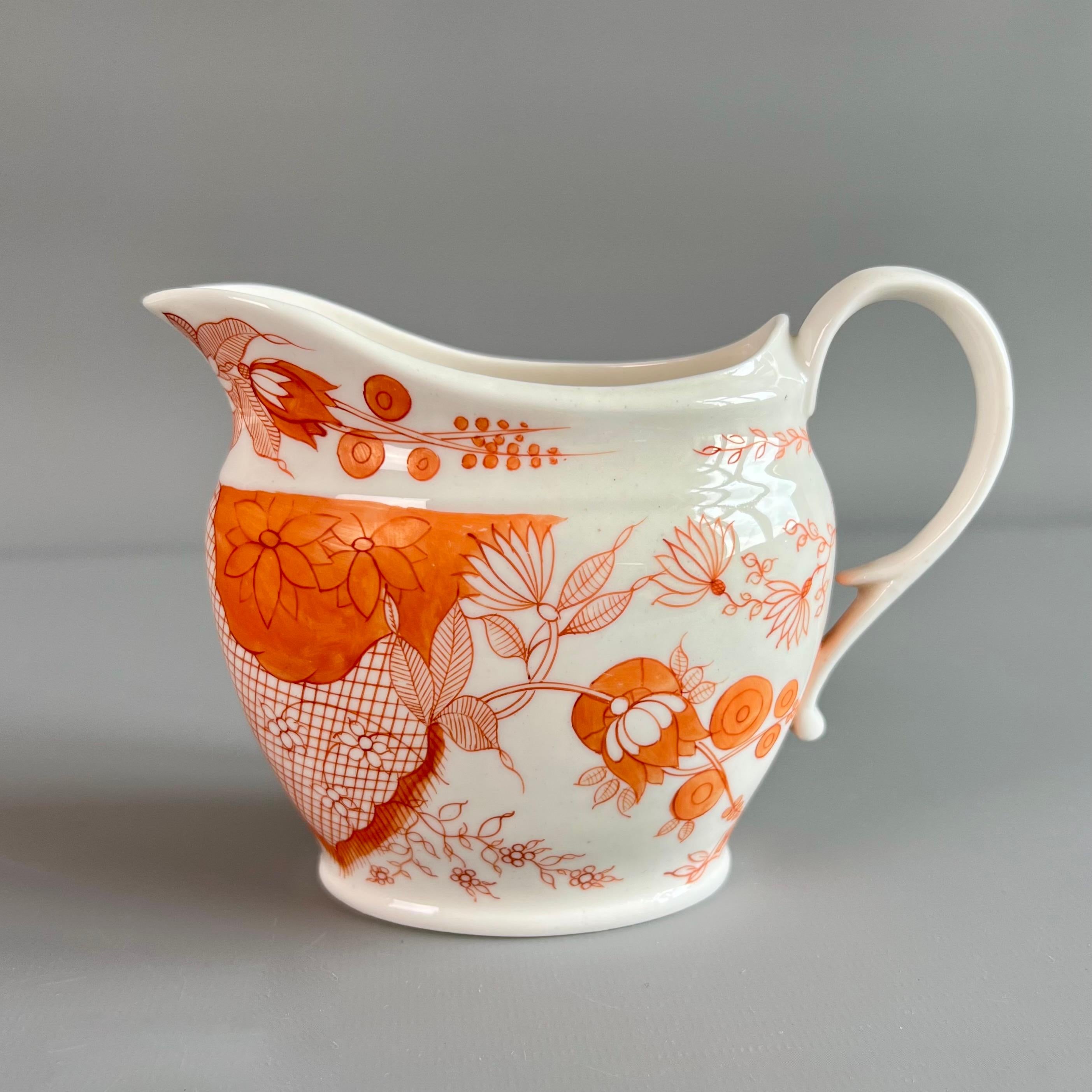 Servicio de té Pinxton, monocromo naranja estilo japonés Sangre y leche, ca 1800 Porcelana en venta