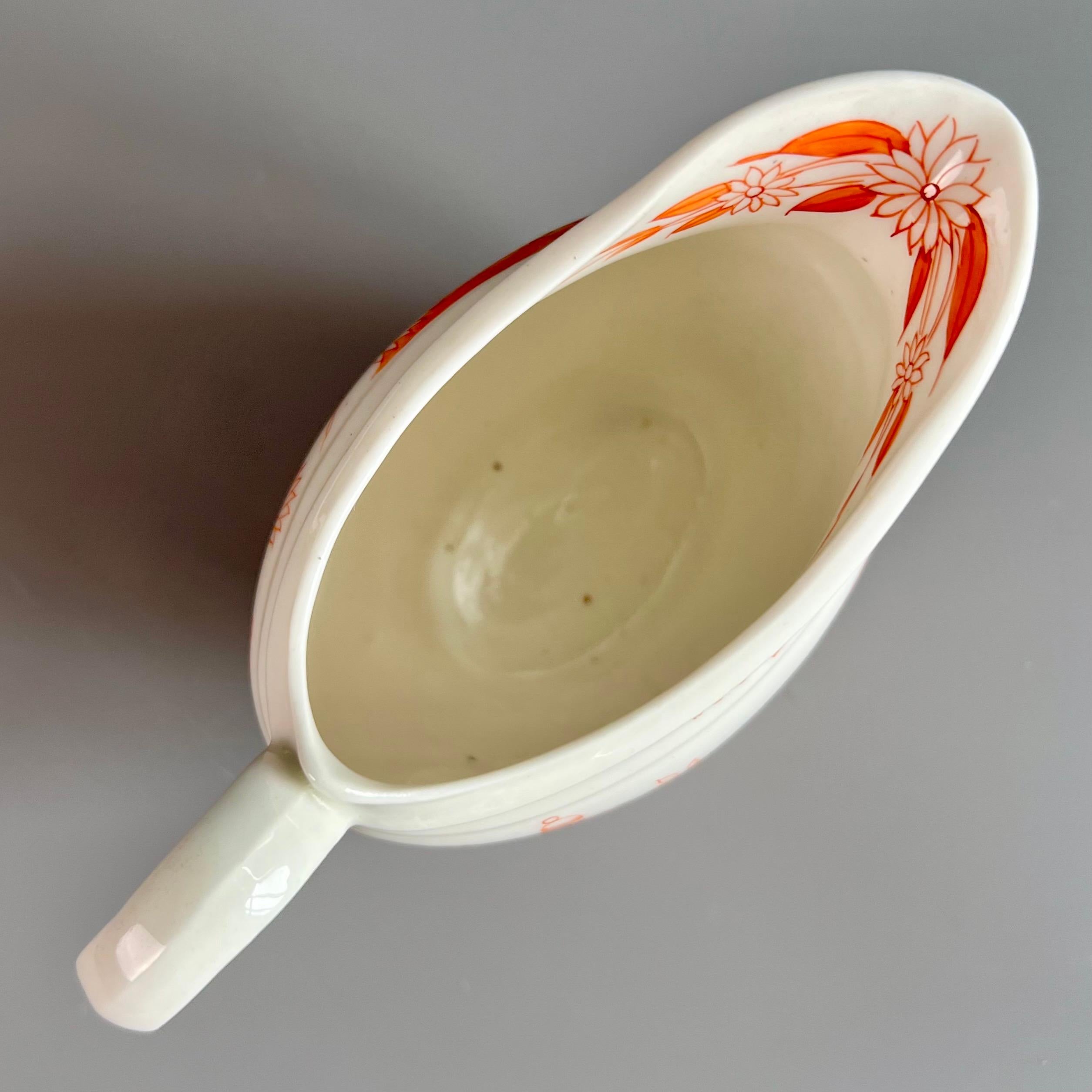 Servicio de té Pinxton, monocromo naranja estilo japonés Sangre y leche, ca 1800 en venta 1