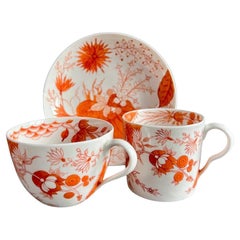 Pinxton Teacup Trio, Monochrome Orange Japanese Style, ca 1800 (1)
