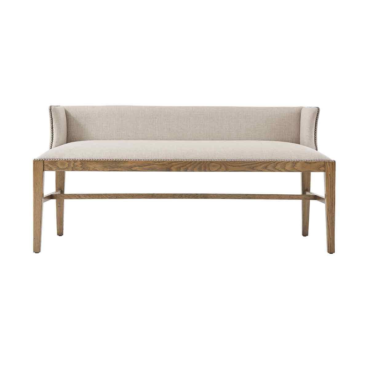 A traditionally styled and contemporary-inspired bench or settee with a solid oak wood frame finished in Echo Oak. 

Dimensions: 54