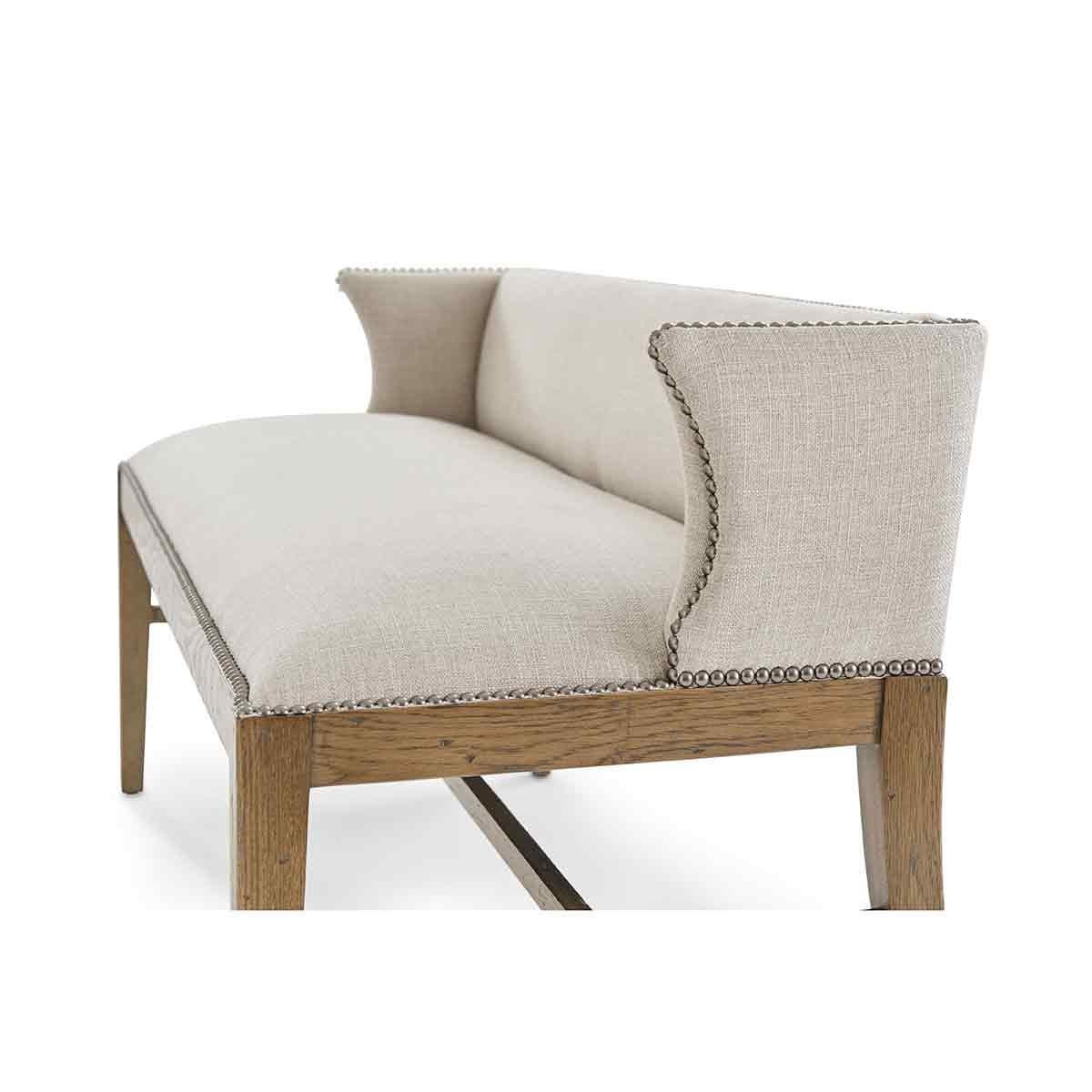 Contemporary Pinz Upholstered Oak Settee For Sale
