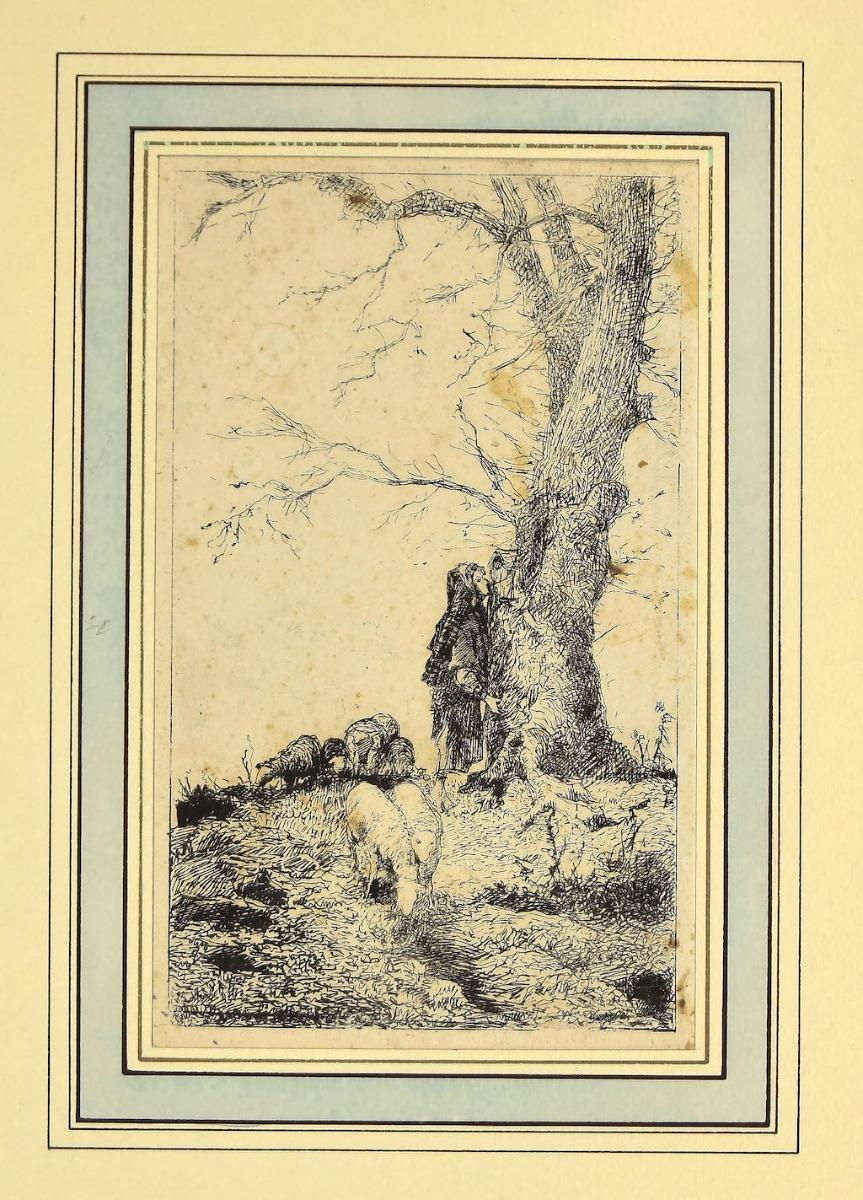 Landscape -  Etching by Pio Joris - 1870s