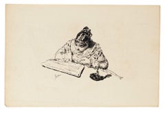 Antique The Reading - Lithograph - 1880