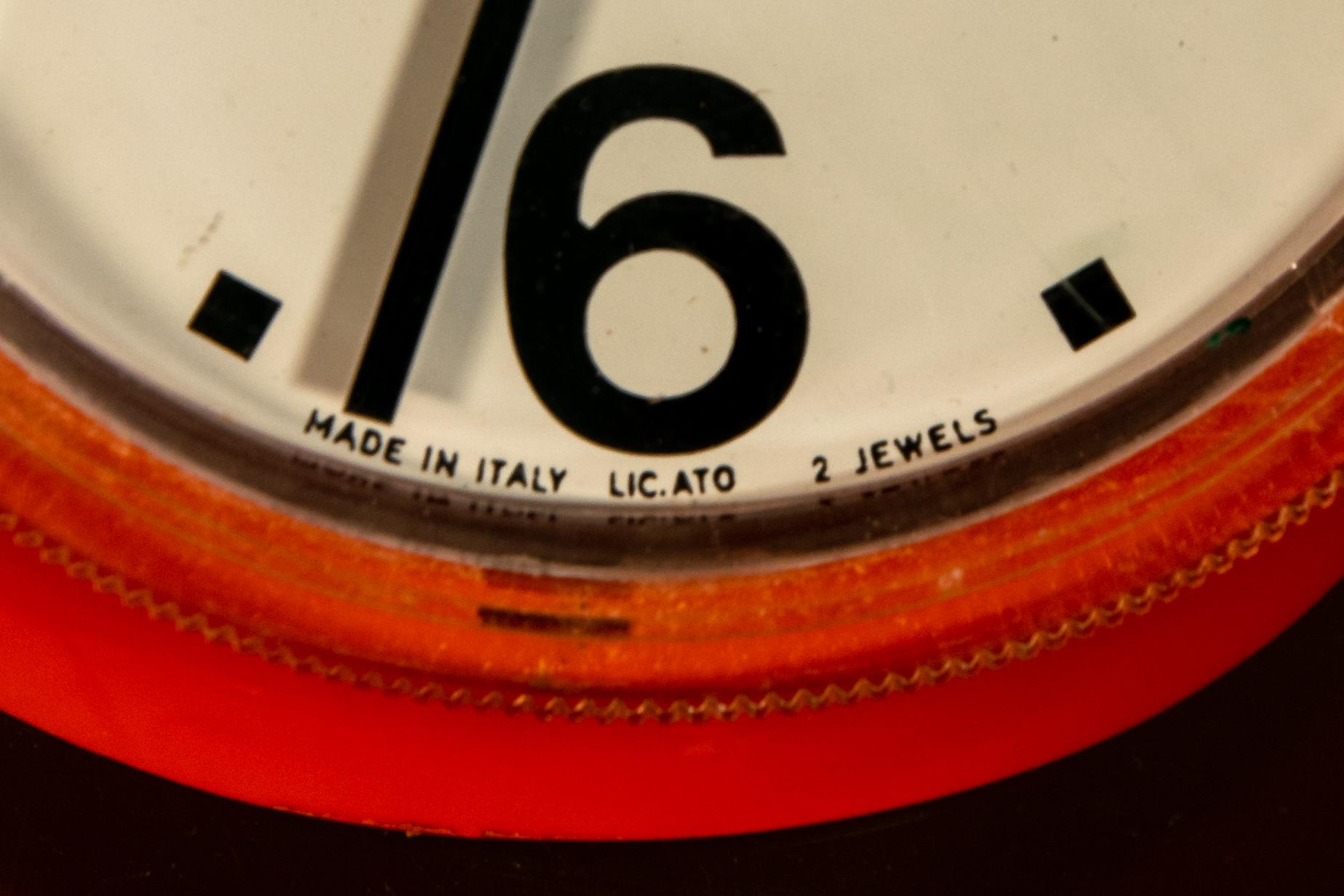 20th Century Pio Manzù Cronotime Ritz-Italora Orange Italian Table Clock