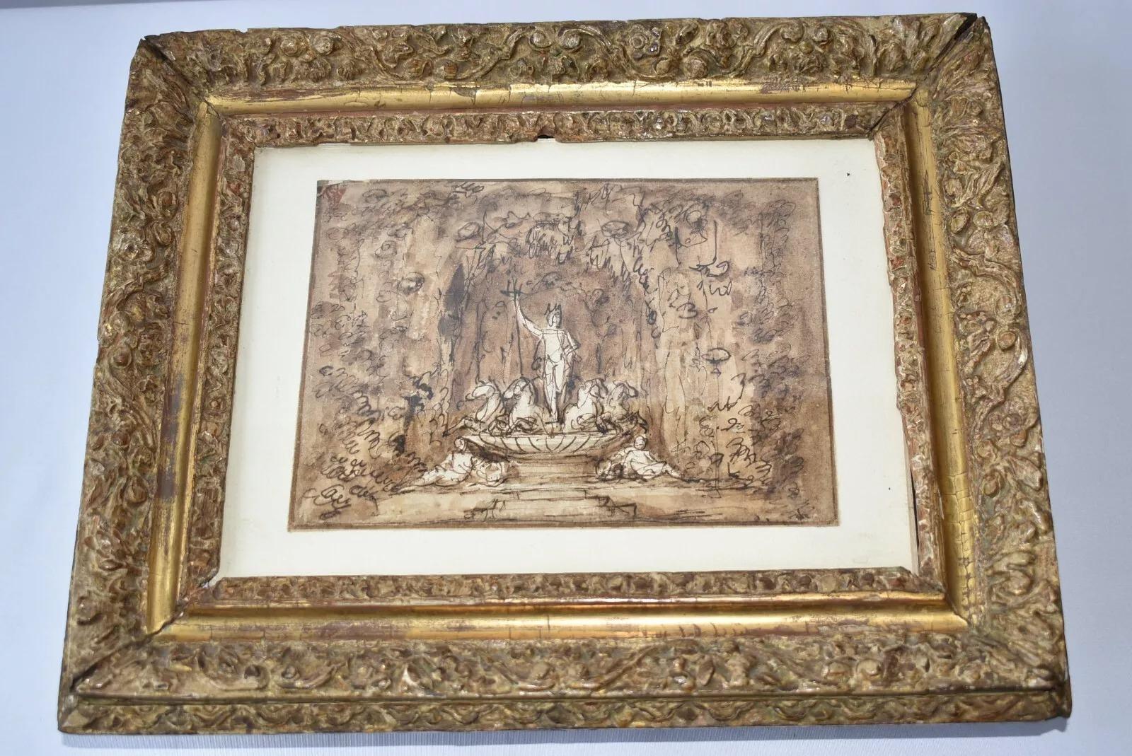 Pio Panfili 1723-1812 Architektonisches gerahmtes Aquarell im Zustand „Hervorragend“ im Angebot in London, GB