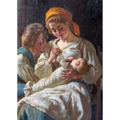 Fine Italian Painting of Mother and Child by Pio Ricci