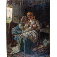 Fine Italian Painting of Mother and Child by Pio Ricci