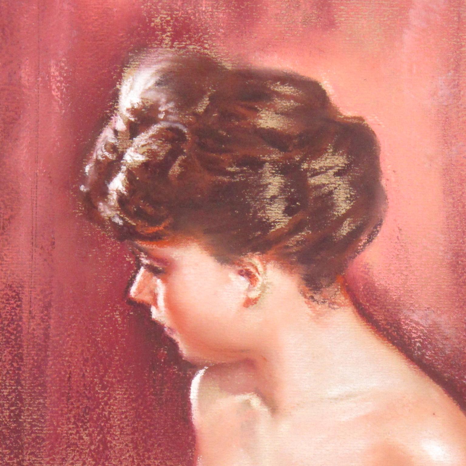 Nude mit Spitze, Pastellstudie, Gemälde von Pio Santini im Angebot 7