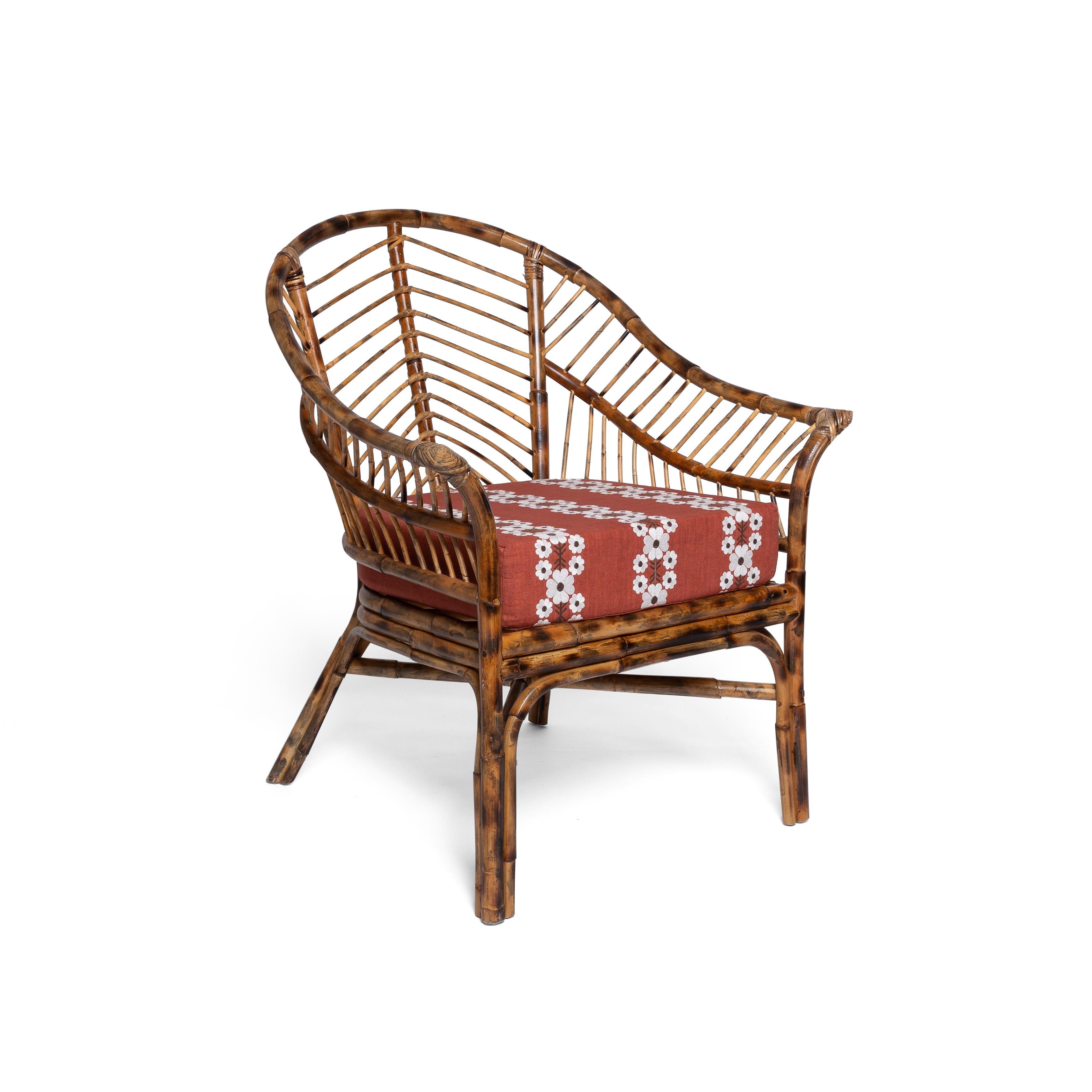 Indonesian Piolo Bamboo Chair in Natural Honey Rattan, Modern furniture by Louise Roe For Sale