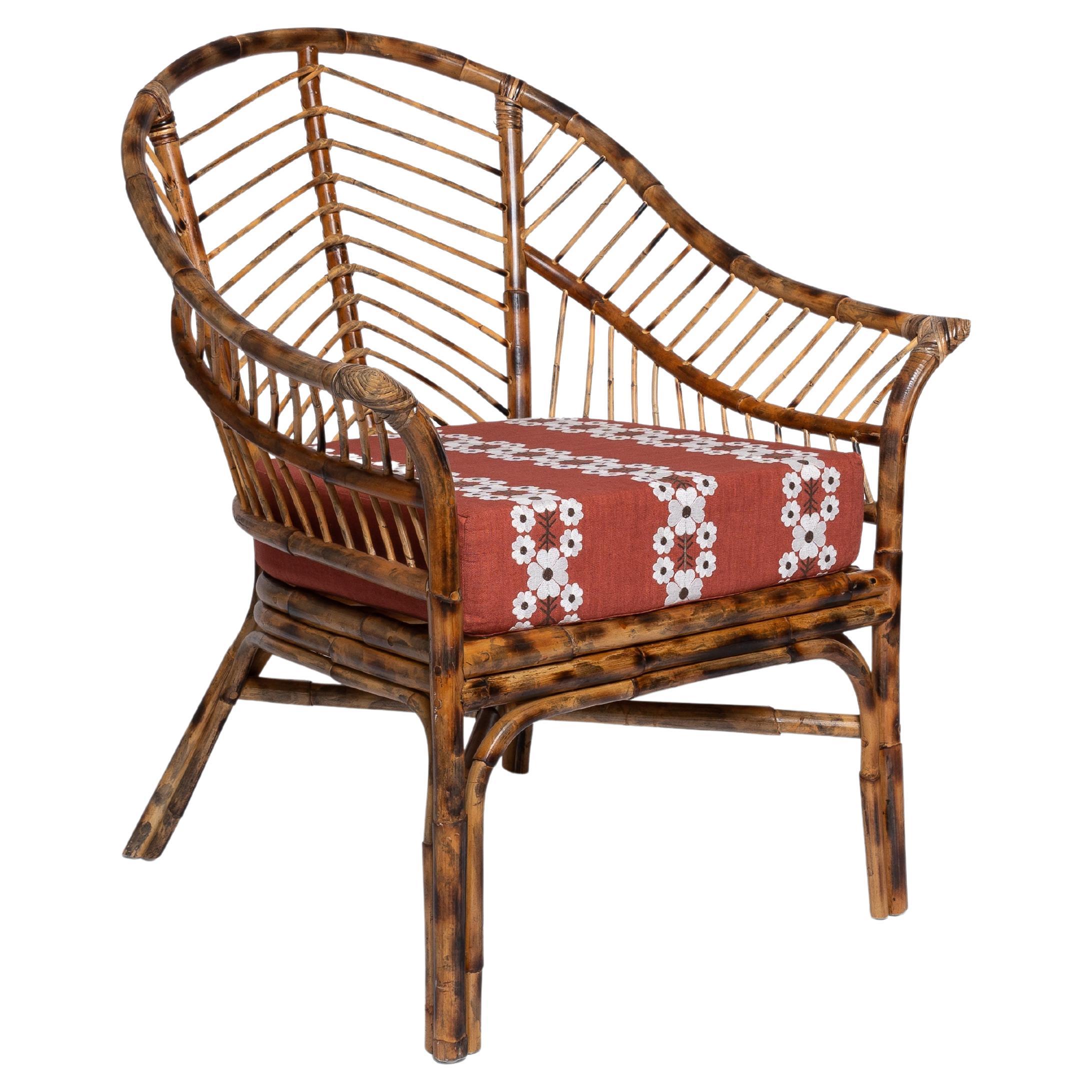 Piolo Bamboo Chair in Natural Honey Rattan, Modern furniture by Louise Roe For Sale