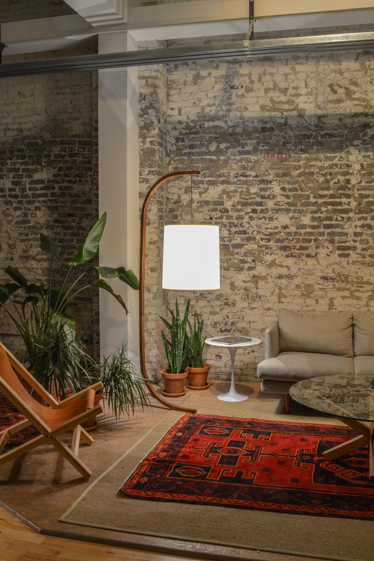 Pion Wooden Floor Lamp With Steel Legs Large