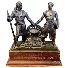 "Pioneer and Artisan, " Rare Allegorical Sculpture by Lober for Dun & Bradstreet