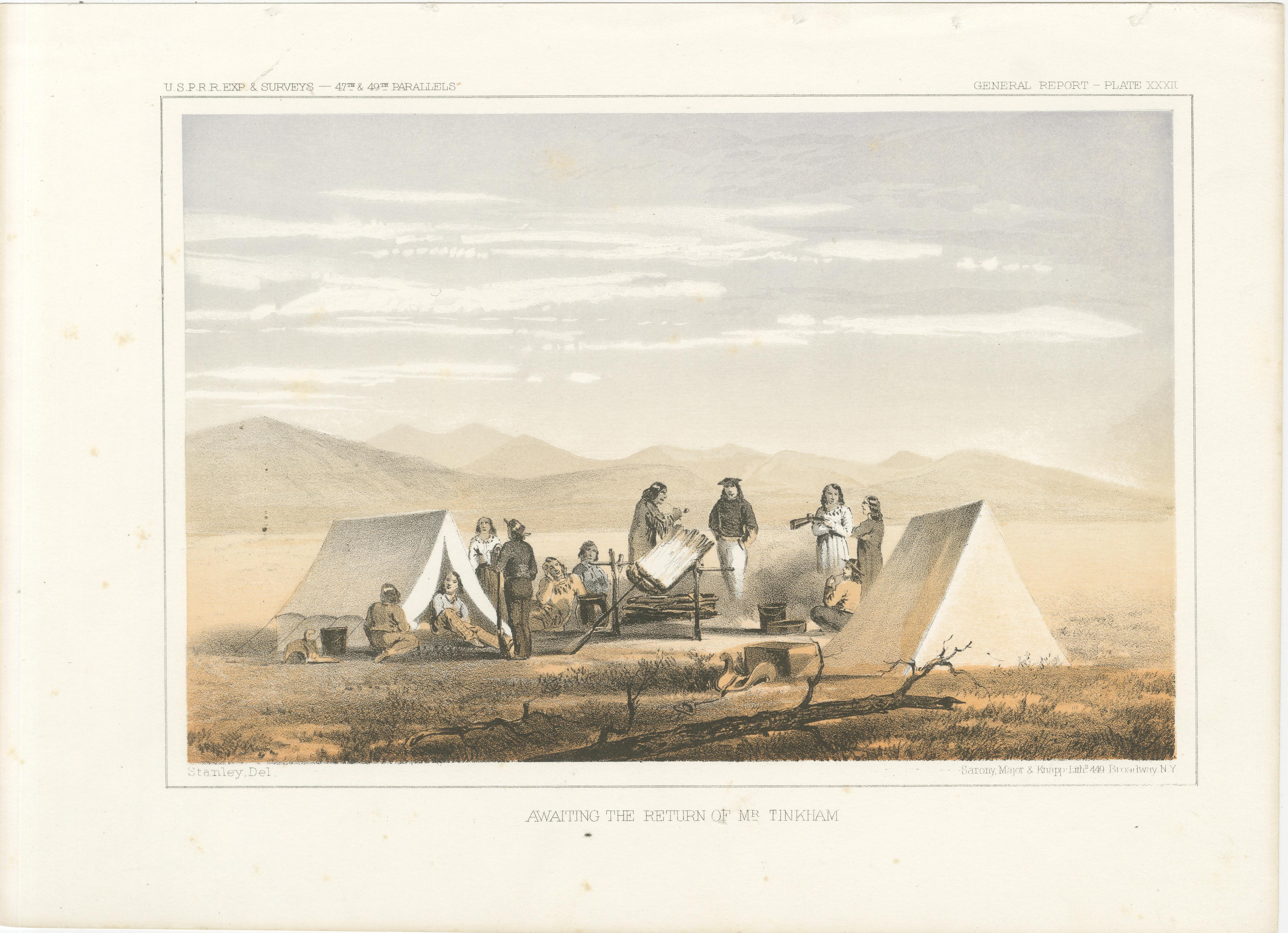 Paper Pioneer Scene: Awaiting the Return of Mr. Tinkham in the American West, 1856 For Sale
