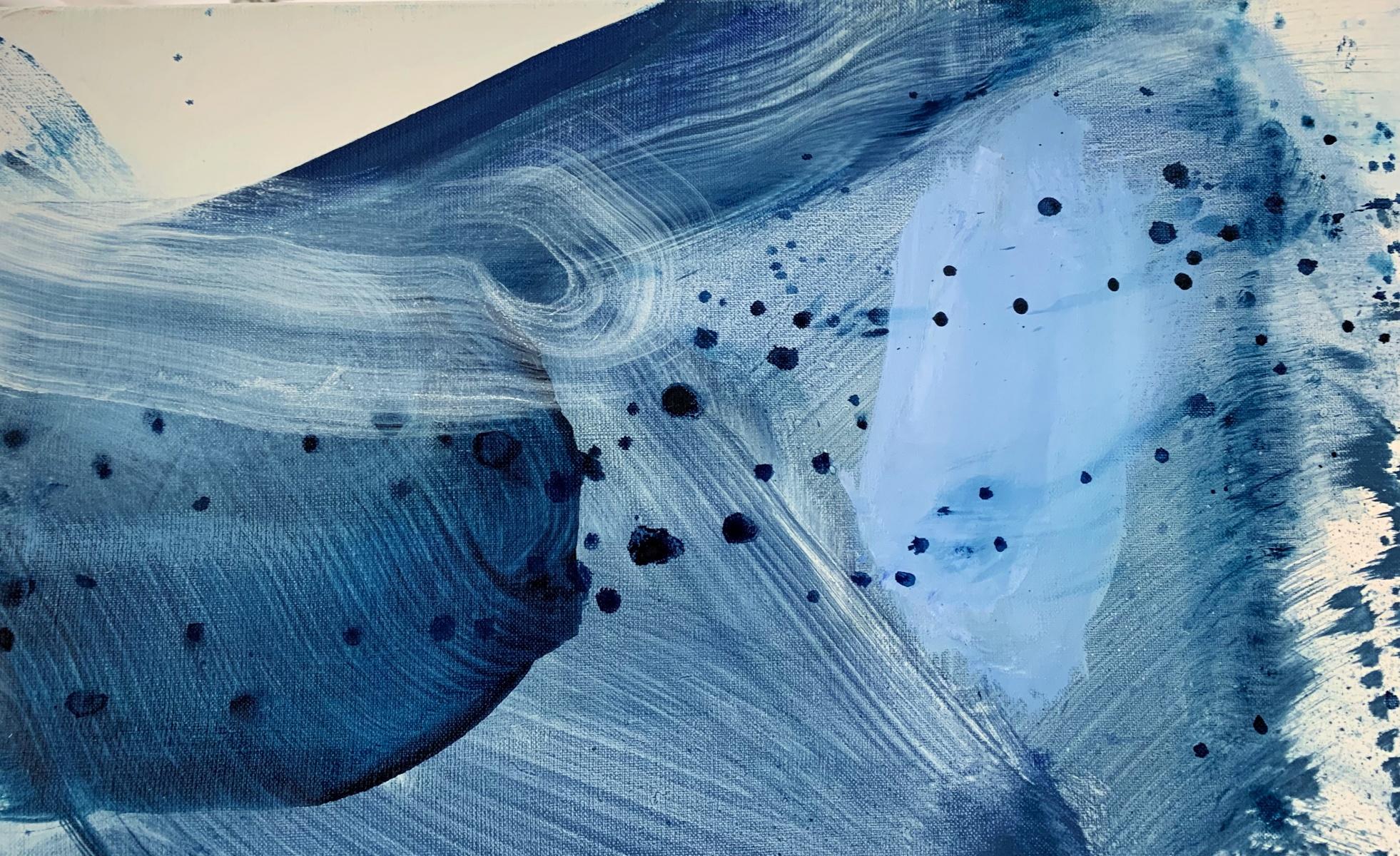 Un voyage - Abstraction gestuelle, art moderne, bleu, blanc - Bleu Abstract Painting par Piotr Butkiewicz