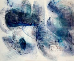 Electra - Gestural Abstraction, Blue, White, Modern art