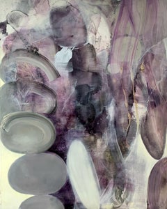 Dans le jardin. Abstraction gestuelle pourpre et argent, artiste polonais
