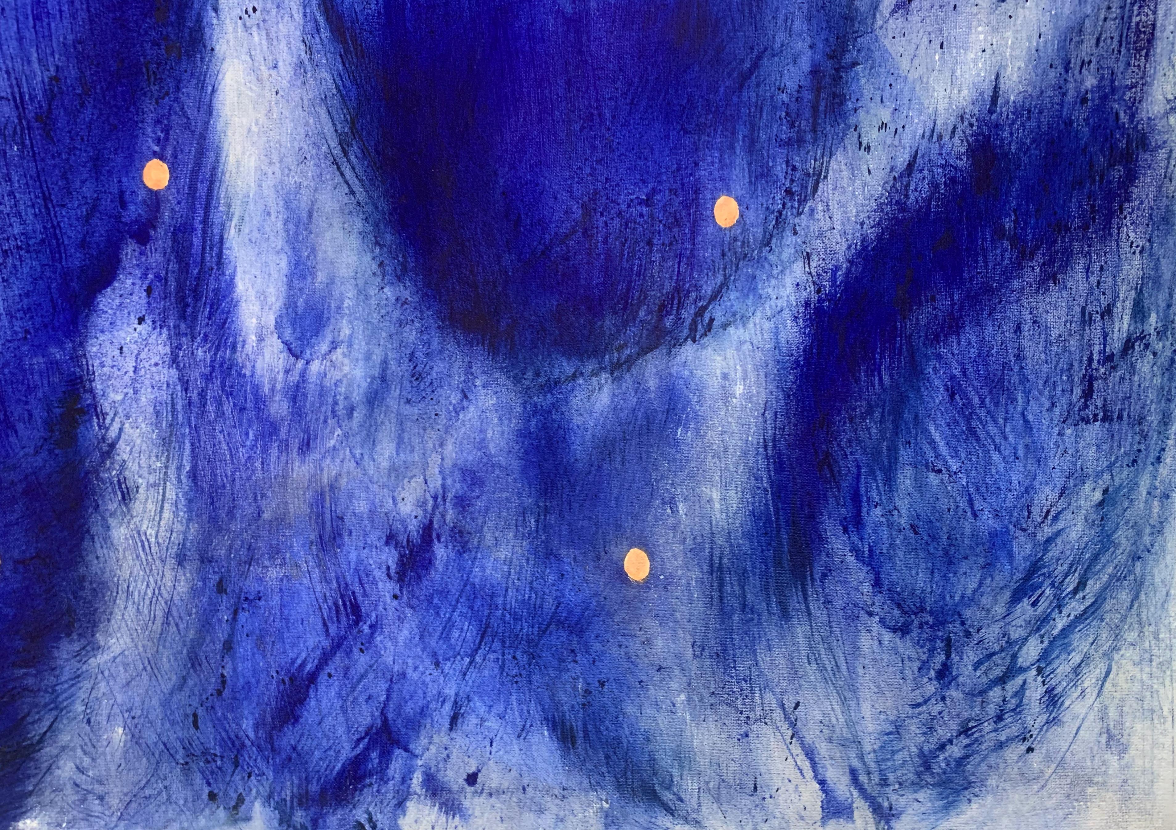 Stelle silenziose. Astrazione gestuale, Blu, Oro, Artista polacco in vendita 1