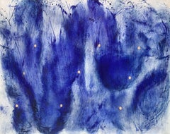 Silent stars. Gestural Abstraction, Blue, Gold, Polish artist
