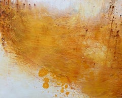Là avec le chien Abstraction gestuelle orange, peinture à l'huile, artiste polonais