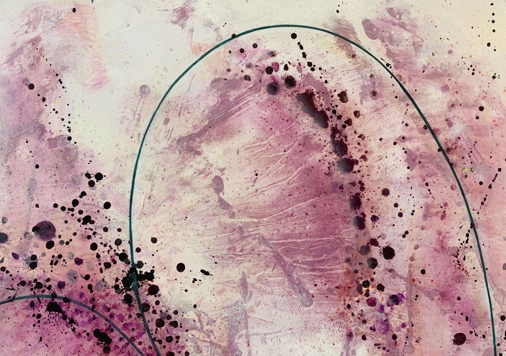 Peinture abstraite contemporaine pourpre à l'huile sur toile de l'artiste polonais Piotr Butkiewicz. La composition se compose de formes arrondies dynamiques. Le titre de cette peinture est 