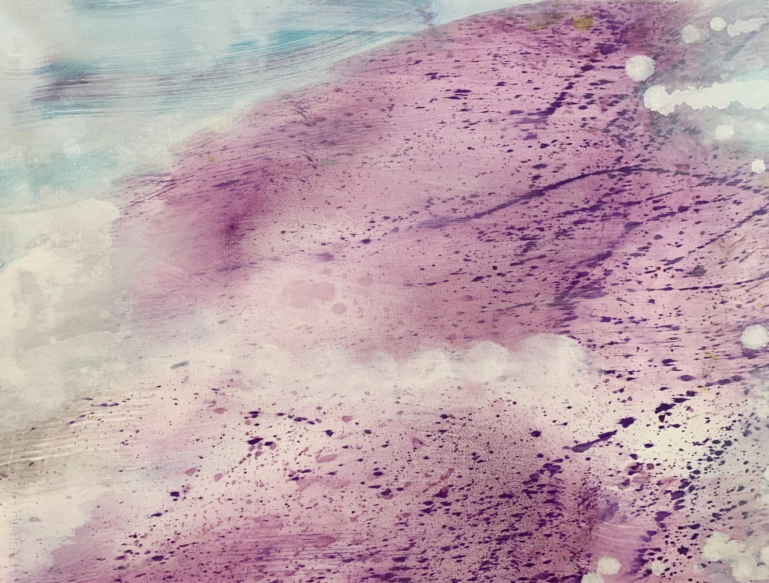 Senza titolo. Astrazione gestuale, Viola, Pittura a olio, Artista polacco - Abstract Painting Grigio di Piotr Butkiewicz