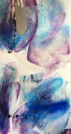 Whispers. Gestural Abstraction, Colorful, Warm tones, Silver, Polish artist