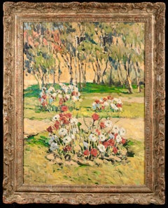 Fleurs dans un jardin - Paysage impressionniste - Huile de Piotr Ivanovich Petrovichev
