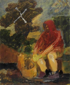 Portrait d'un artiste  -  Peinture à l'huile figurative moderne, art existentialisme