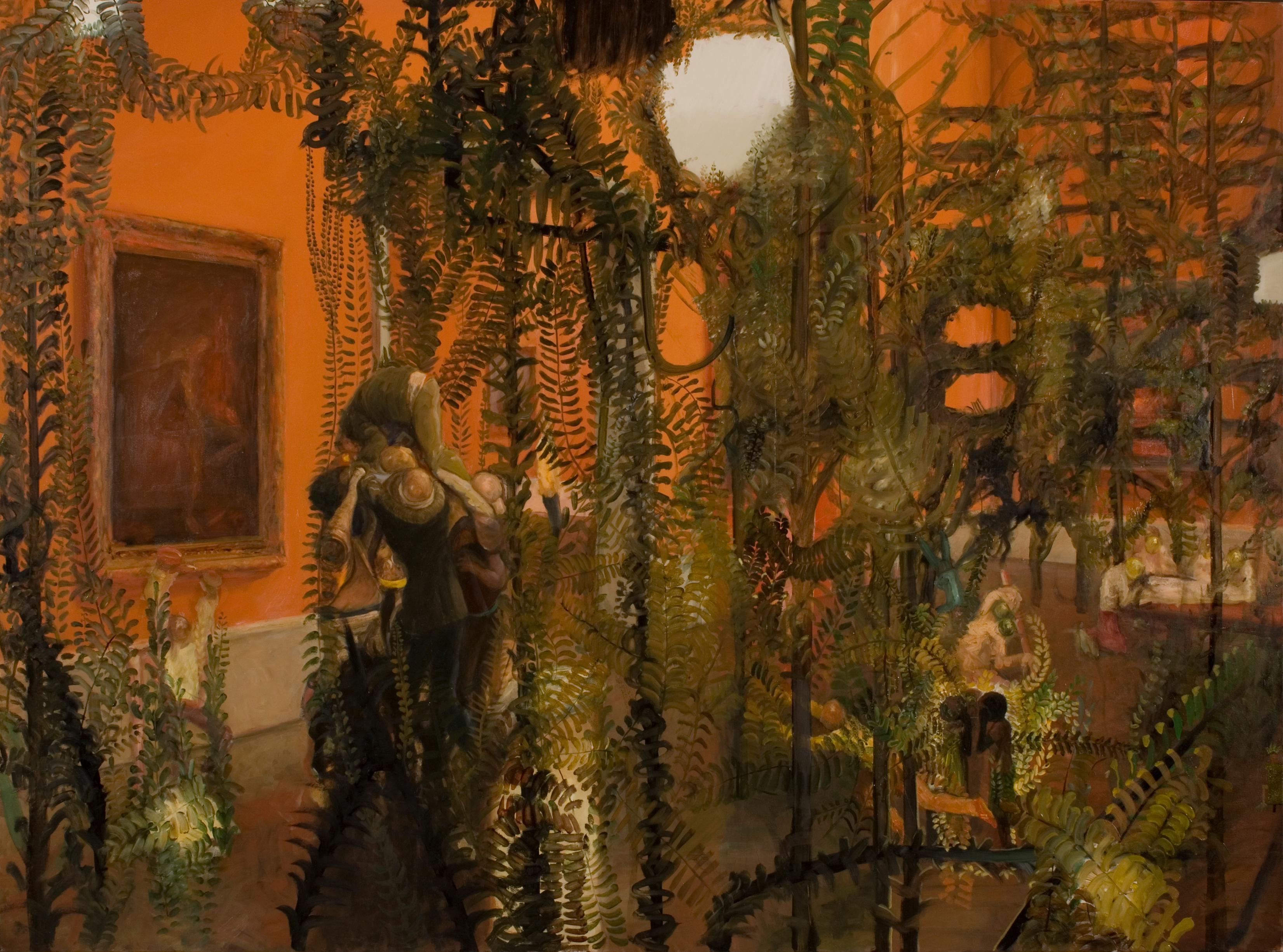 Piotr Kotlicki Landscape Painting – Die Wahrheit ist nur bekannt von Ferns - Großformatiges Ölgemälde  Existenzismus 