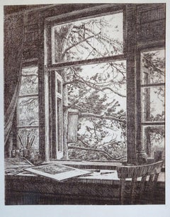 Through the Open Window, Paper, etching, 30x24 cm