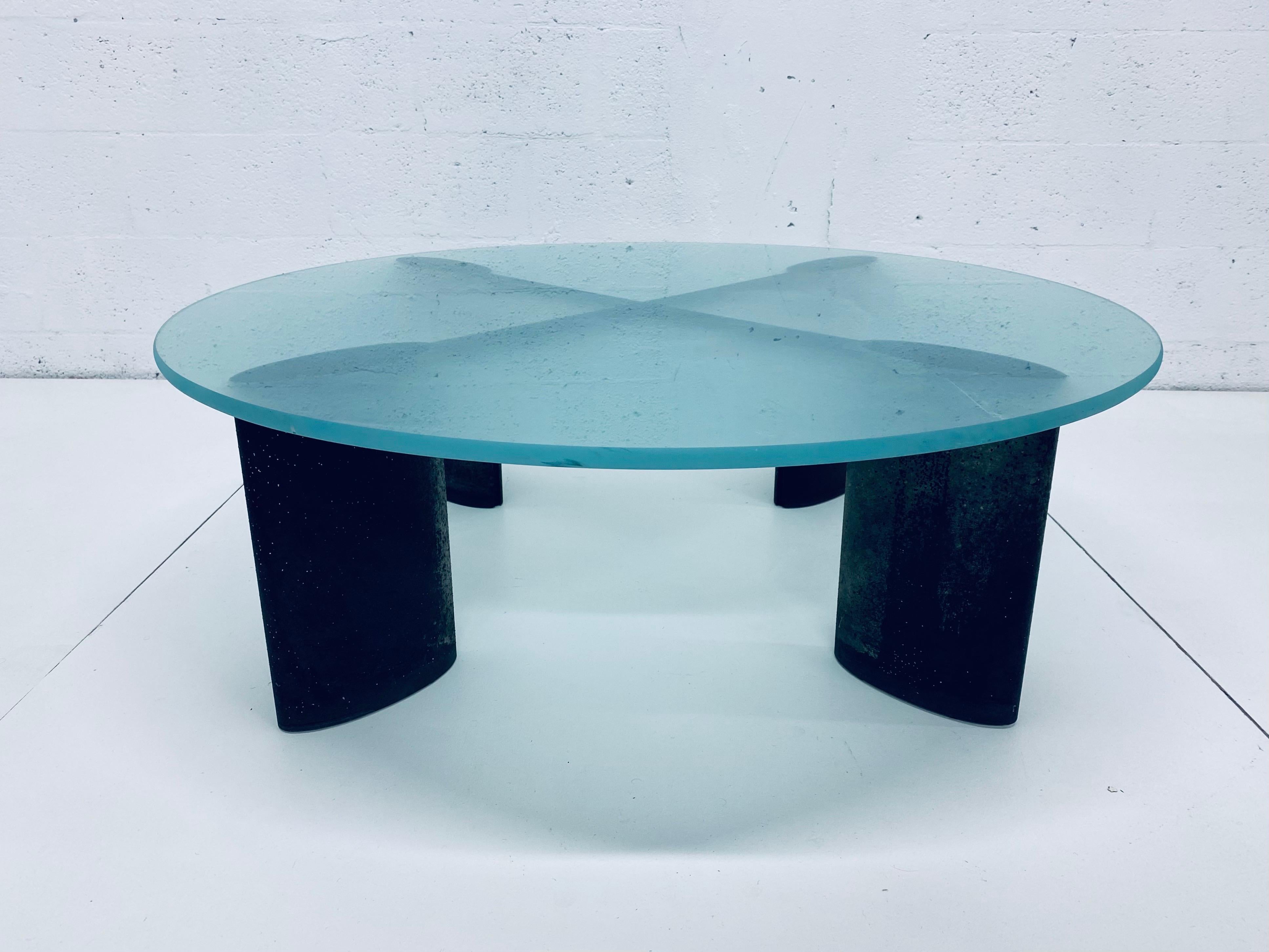 The Mirage coffee or cocktail table was designed by Piotr Sierakowski in the brutalist manner and is complimented by a 5/8