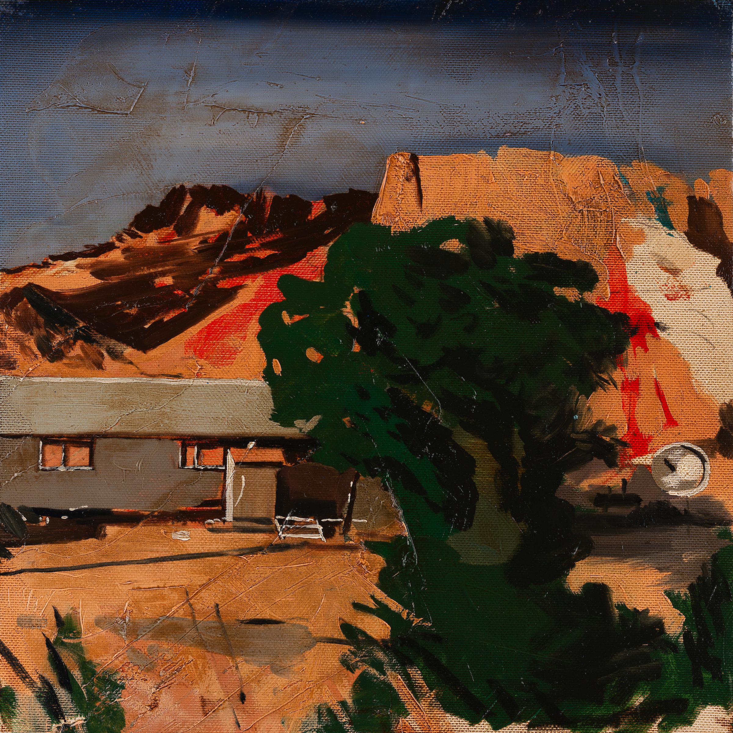 Piotr Szczur Figurative Painting - A NATIVE AMERICAN HOME II -  from the series: MADE IN USA, Expressionism