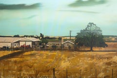 A RANCH -  Contemporary Figurative Oil Painting, USA Landscape Painting