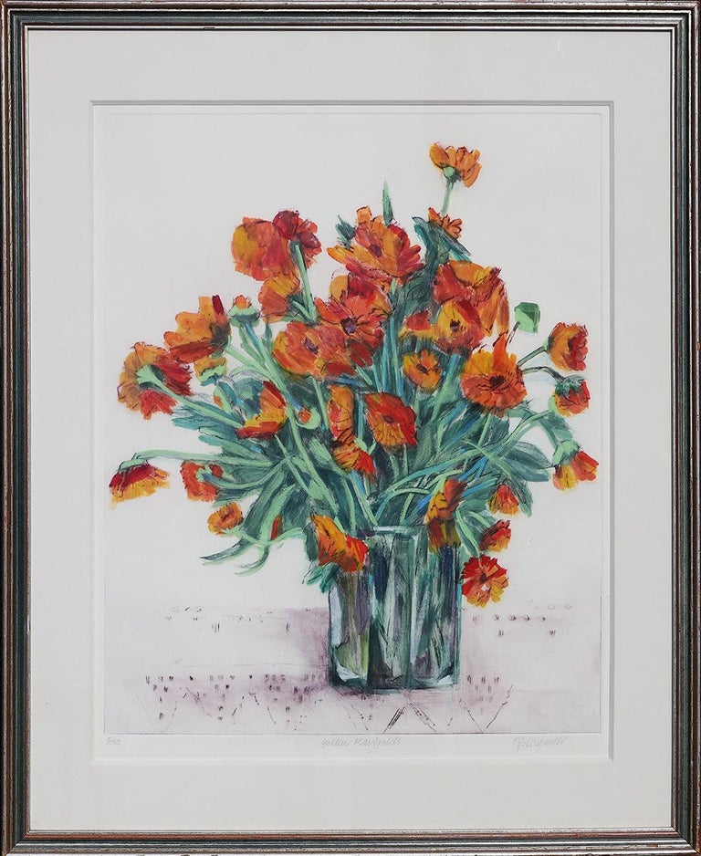 Pip Carpenter - Abstract Contemporary Interior Still Life Print of  Marigolds in a Teal Vase For Sale at 1stDibs | pip carpenter artist