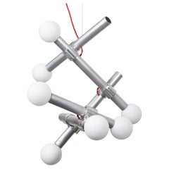 Lampadario Pipe Dream 7D 24inch, alluminio satinato, vetro, industriale, personalizzabile