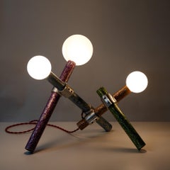 Lampada da tavolo Pipe Dream, arte scultorea postmoderna funzionale multicolore, luce