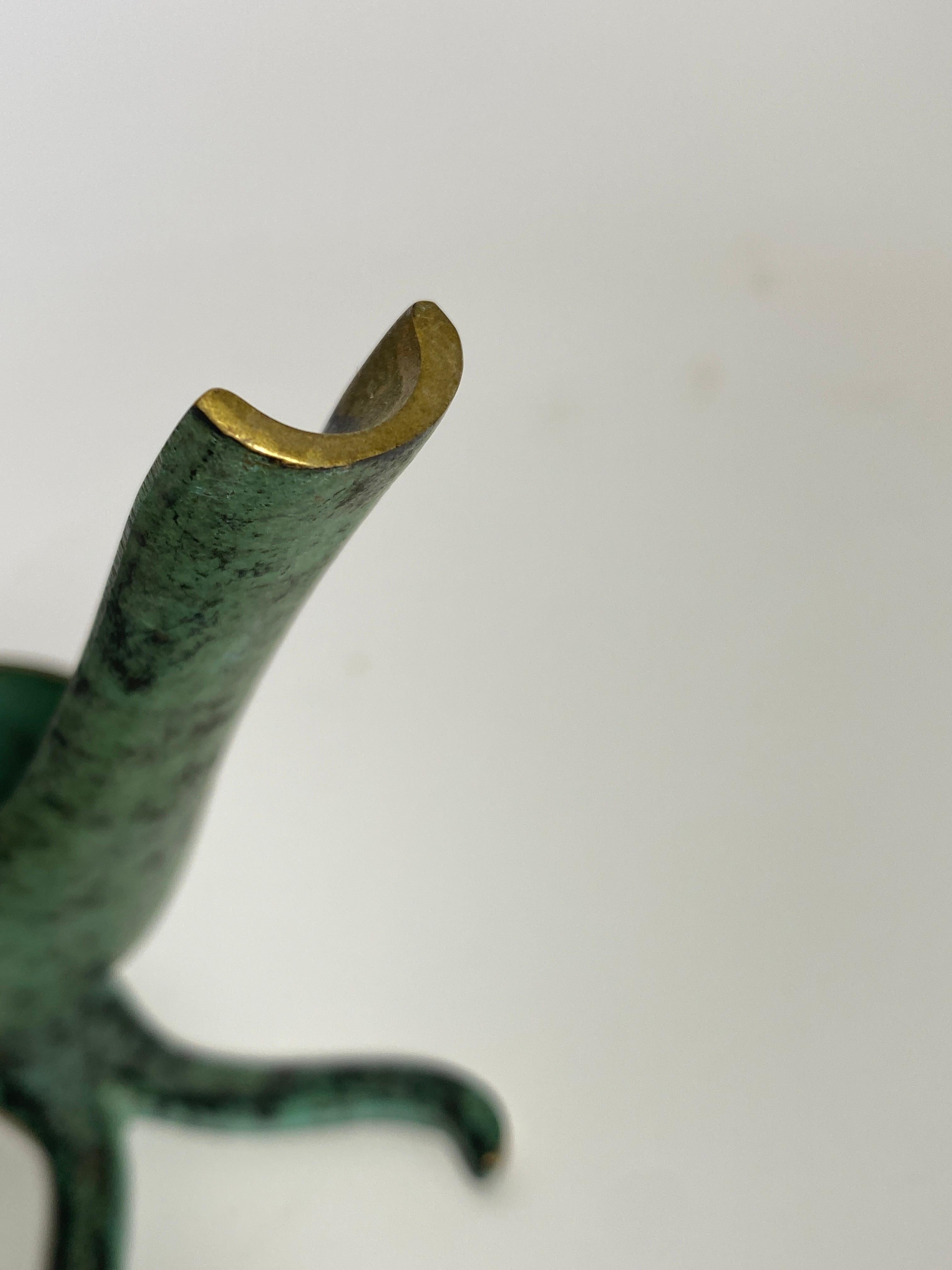 Art Deco Pipe Holder in Patinated Bronze, Green, Gold Color by Walter Bosse, Usa, 1960 For Sale