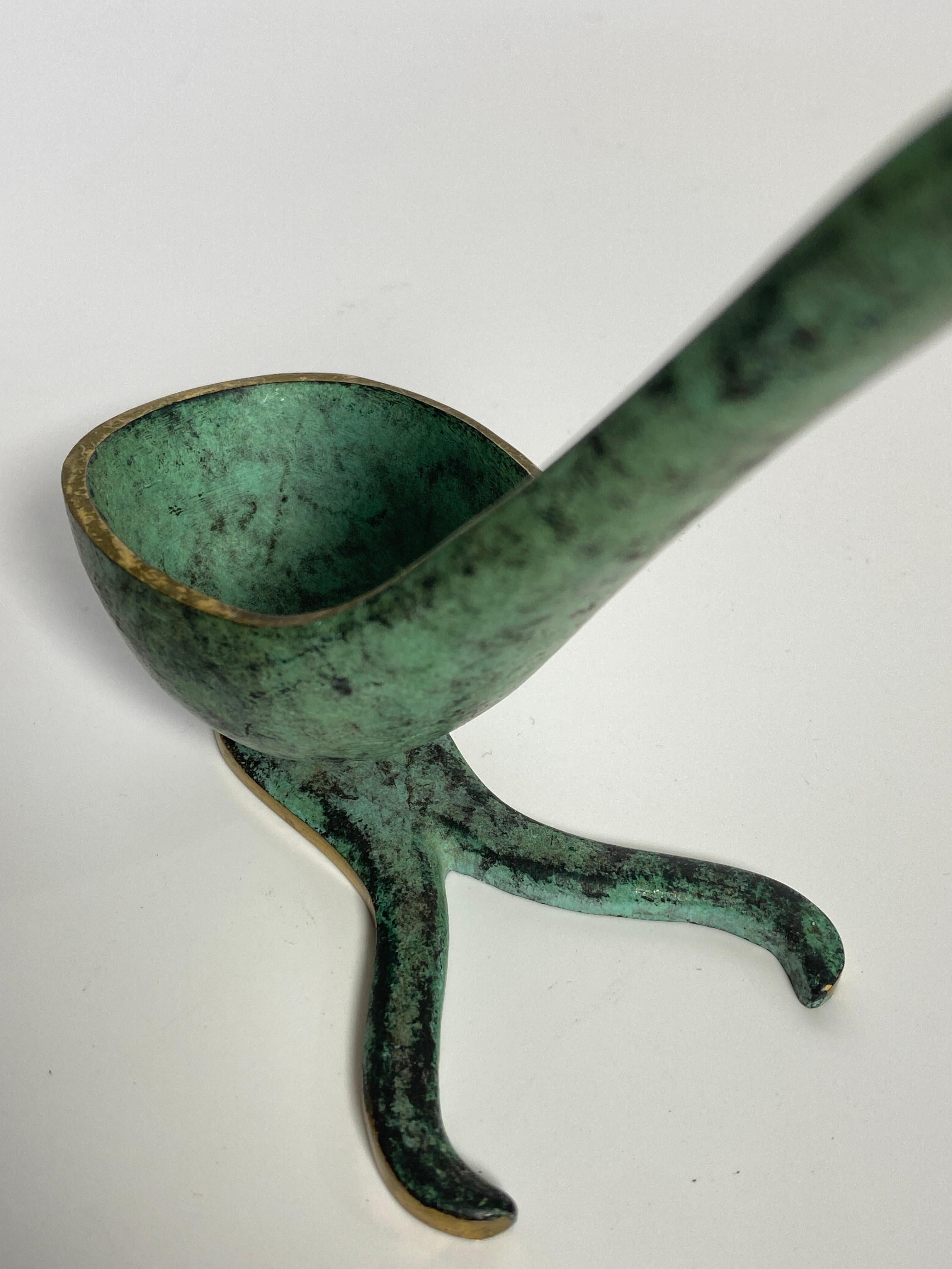 Austrian Pipe Holder in Patinated Bronze, Green, Gold Color by Walter Bosse, Usa, 1960 For Sale