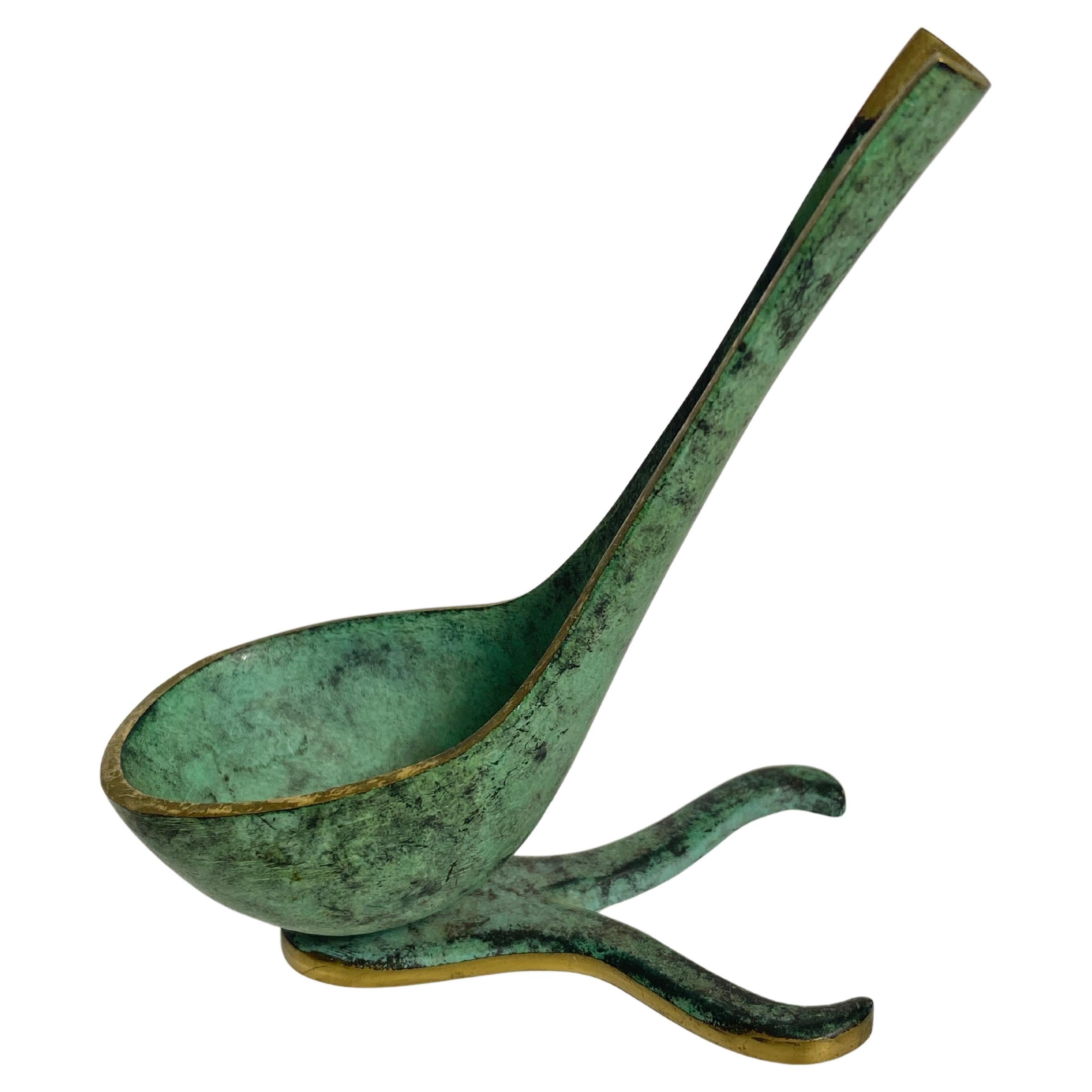 Pipe Holder in Patinated Bronze, Green, Gold Color by Walter Bosse, Usa, 1960 For Sale